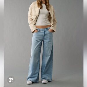 American Eagle Strigid Low Rise Ultra Wide Leg Jeans